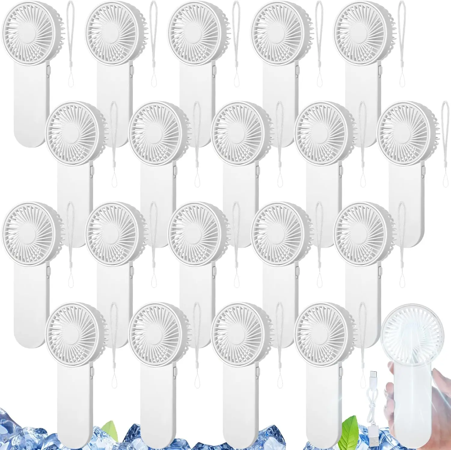 

20 шт. мини-портативных вентиляторов на батарейках для путешествий, кемпинга, офиса, летнего охлаждения, подарок, белый цвет