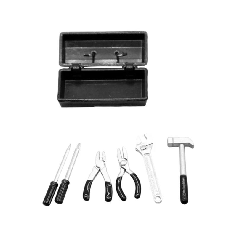 مجموعة أدوات البستنة المصغرة للأطفال نشاط اللعب التظاهري مع صندوق أدوات خارجي لإعداد مشهد بيت الدمية A2UB