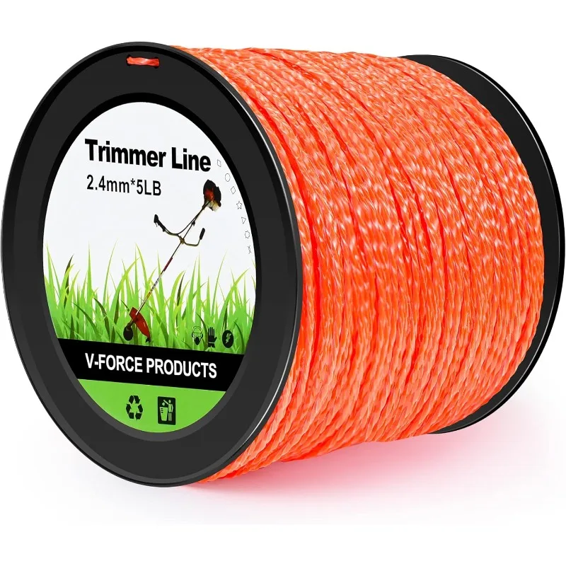 EAONE 1640 FT Weed Eater String 0.095” String Trimmer Line in Spool 5 LB Weed Wacker String Heavy Duty Orange Twisted Shape