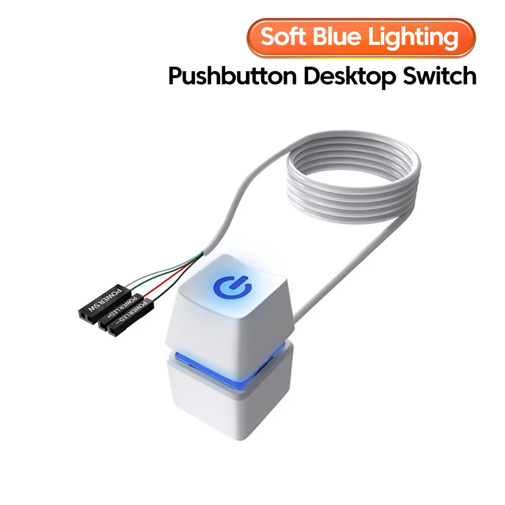 Colorful LED Lights Computer Desktop Switch PC Motherboard External Start Power On/Off Button Extension Cable For Home Office