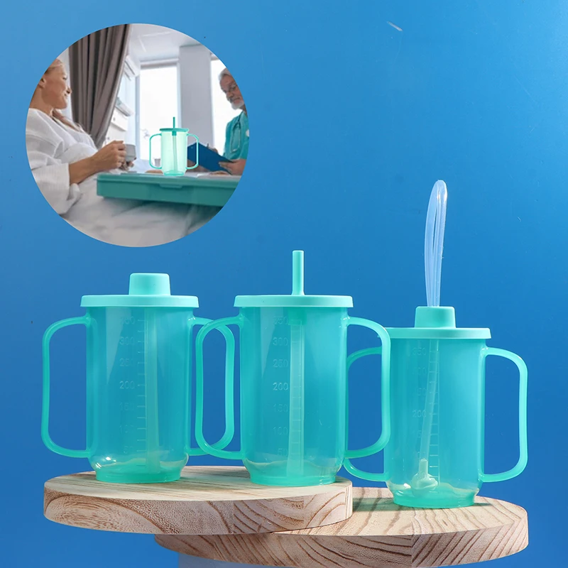 350ml Adult Sippy Cup 2 Handles Plastic Mug Drinking Cup Disabled Elderly Spill Proof Dysphagia Cup Parkinsons Aids Living Tool