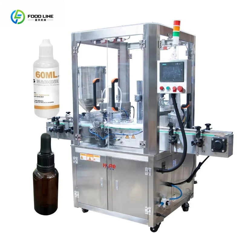 Customized Automatic 10ml 30ml 60ml Ceramic Pump Chubby Bottle Essential Oil Liquid Filling And Capping Machine
