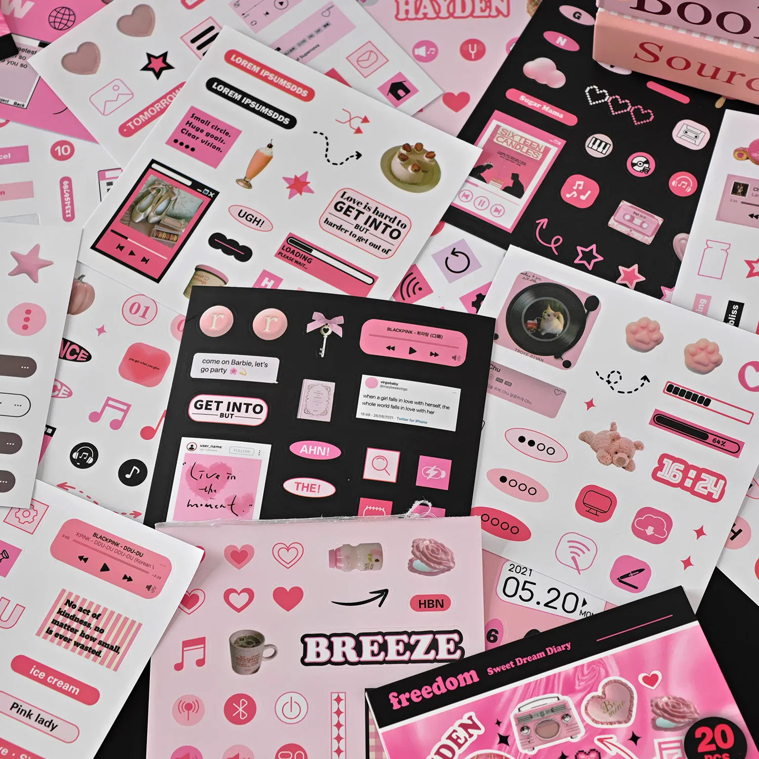 15 books Cut Film Sticker Book Mini Sticker Daily Quote Series Deco English No-Cut Handbook DIY Decorative Material Sticker