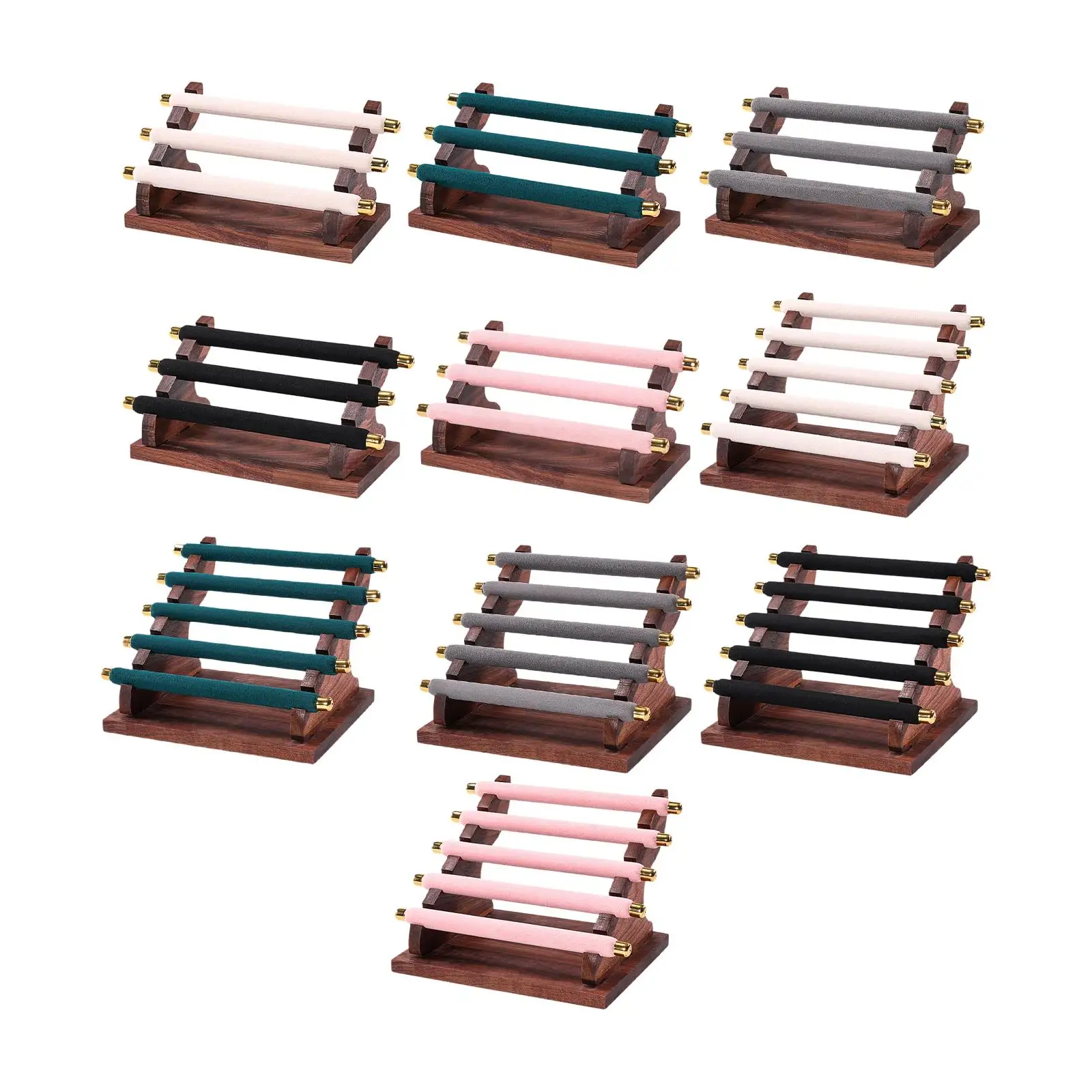 1x Wooden Rings Display Stand Ring Storage Rack Jewelry Organizer Holder Multi Tier for Desktop Dressing Table Countertop Lady