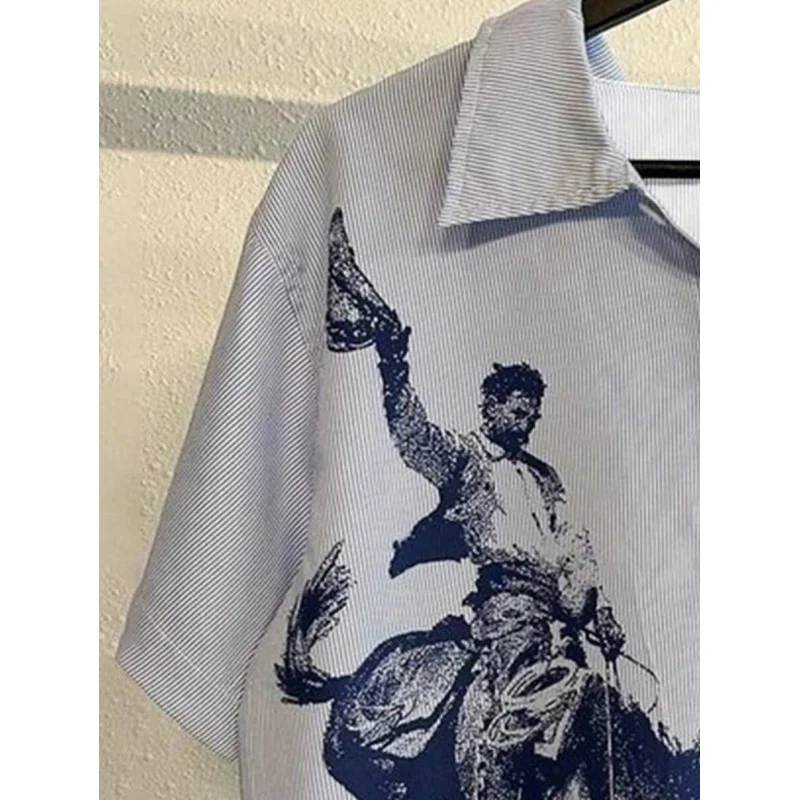 New Summer Men's Fashionable Stylish Printed Short Sleeve Shirt with Collar and Casual Cut