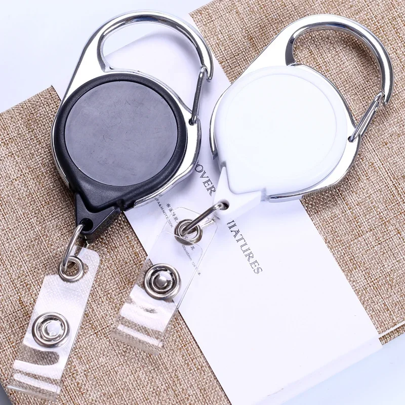 Retractable Keychain Badge Reel Easy Pull Belt Keyring Pass Access Pass Bus Card Sleeve Clips Working Permit Card Clip