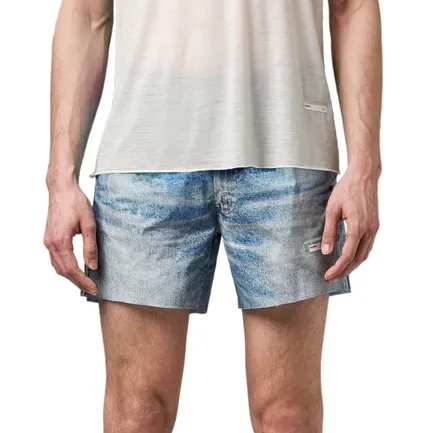 

Qui Dry Nylon Denim Print Повседневные модные спортивные тонкие брюки ort Брюки с пятью точками Прямые брюки на молнии со средней талией