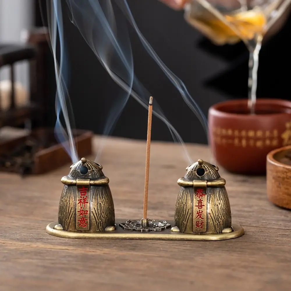 New Chinese Style Incense Burner Zinc Alloy Vertical Indoor Aromatherapy Accessories Good Symbolism Incense Holder Gifts