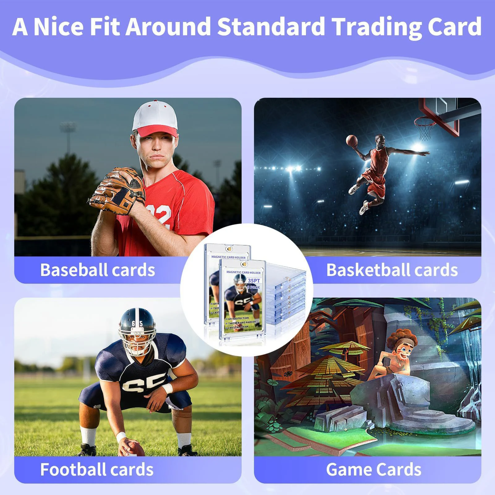 Magnetic Card Holder Clear Acrylic Trading Card Case UV Protection for Sports Cards Baseball Game Card Storage Durable