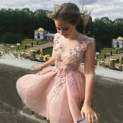 3D Flower Homecoming Dresses Women Cocktail Dress Tulle Girl Prom Gowns Evening Elegant Graduation Dress Vestidos De Graduación