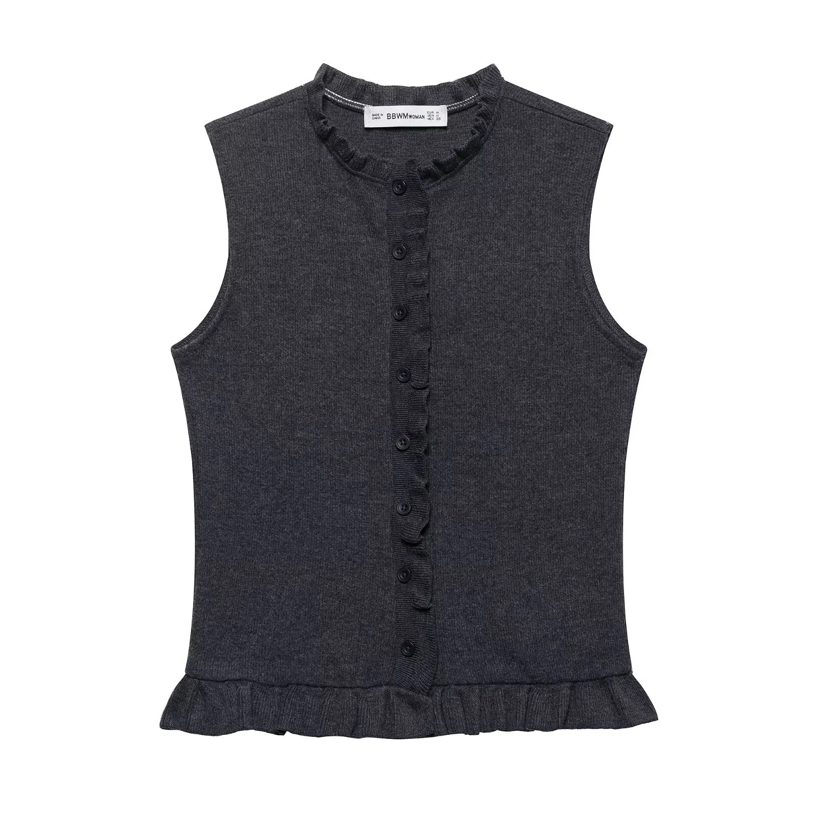 2025 Women's Summer New Product Sweet And Sexy Stacked Decoration Soft Round Neck Sleeveless Knitted Top