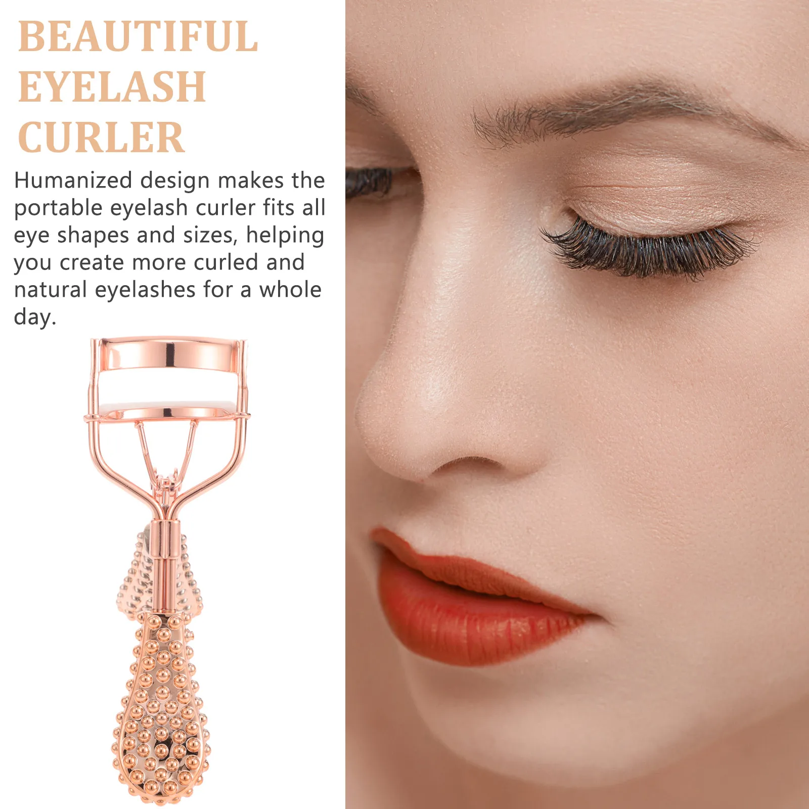 

Eyelash Curler Rose Gold Mini Rubber Clips Tool Portable Makeup Supplies Eyelash Curling Clip Curved Design Fits All Eyes