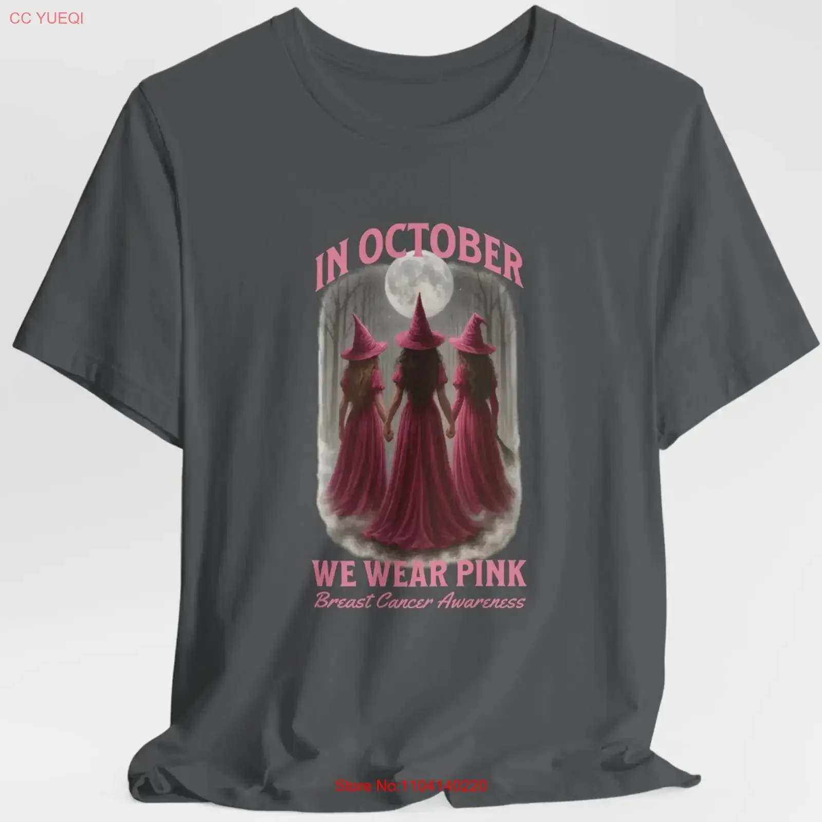 Breast Cancer Awareness in October We Wear Pink T Shirt Witches Halloween vintage Washed streetwear Slightly Versatile Casual