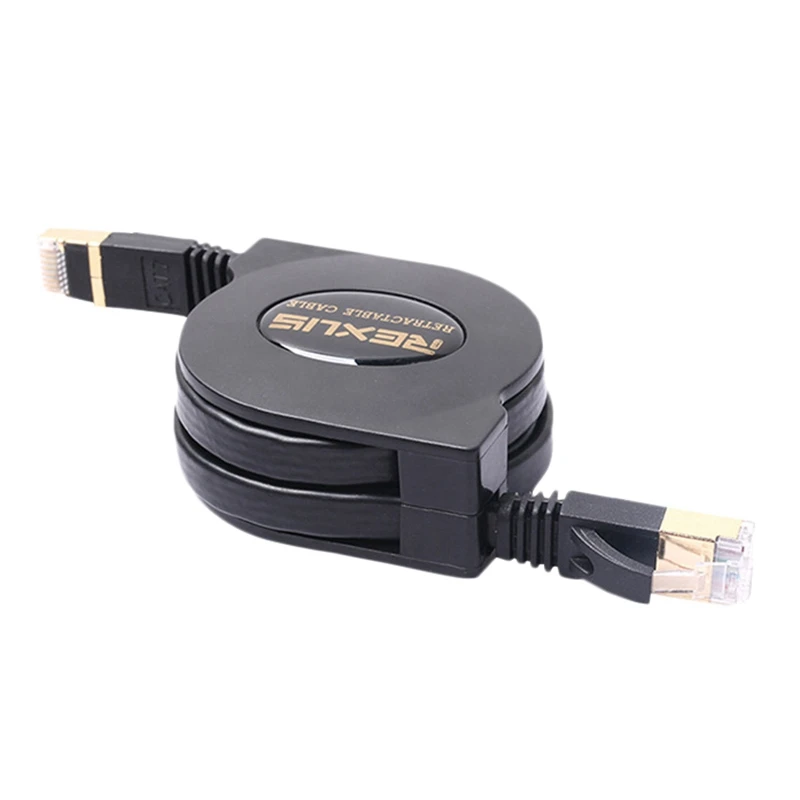 Кабеля REXLIS Cat7 RJ45 для локальной сети, регулируемый кабель длиной 5 футов, плоский Интернет-кабель для компьютера, маршрутизатора, ноутбука