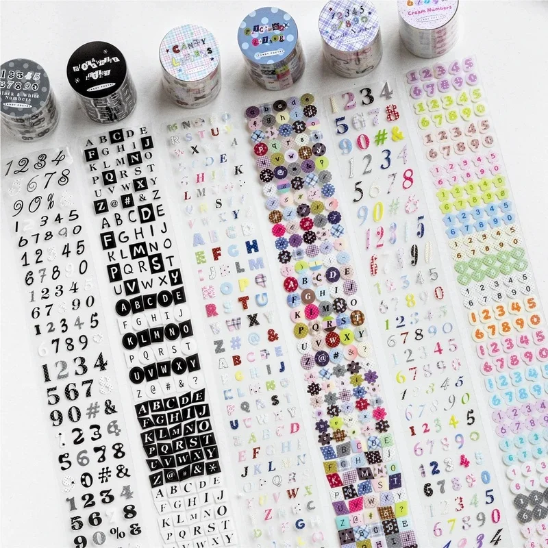 50mm * 2m Bulk Font Series Cute Letter Decoration Die Cutting Tape DIY Handmade Journal Scrapbook Aesthetic Supplies