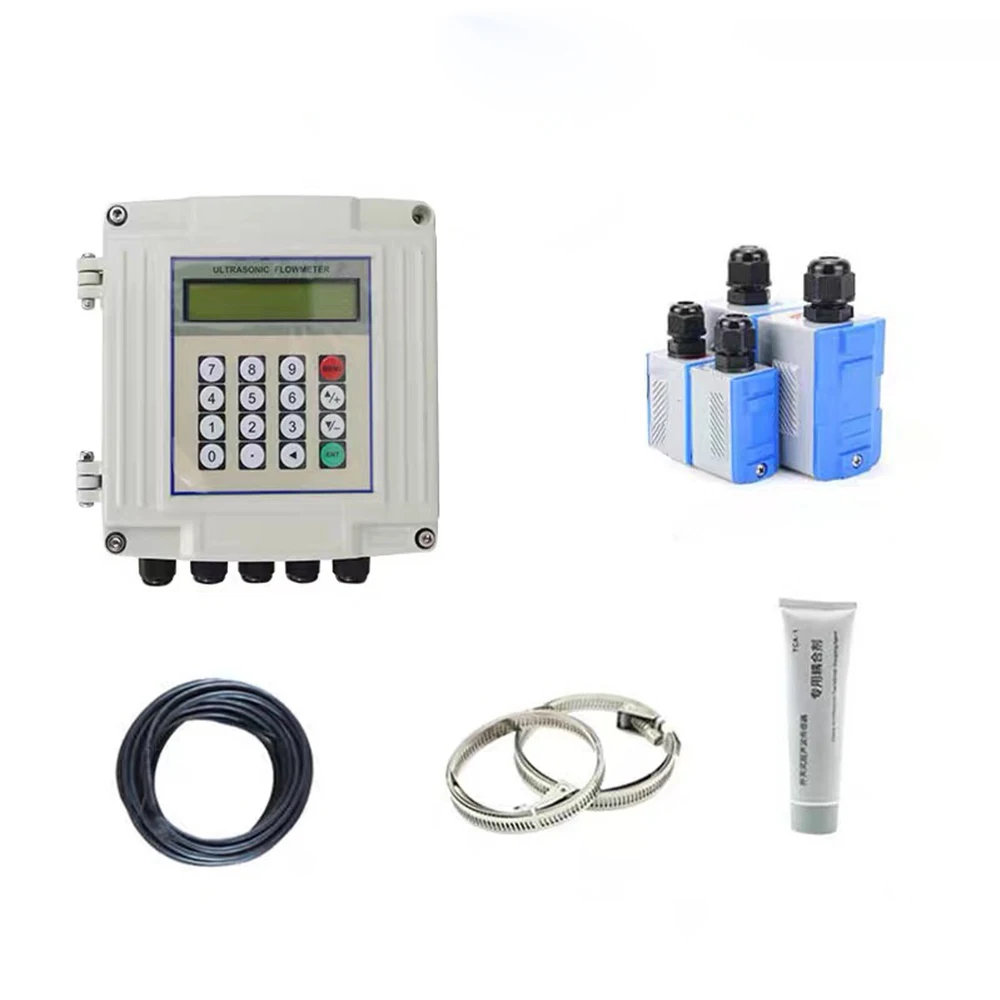 DN50 DN100  Portable Smart Digital Display Wall Mounted Water Flowmeter Clamp on Sewage Liquid Ultrasonic Flow Meter