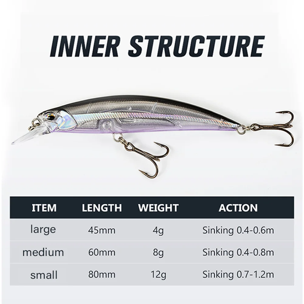 THORFORCE Sinking Minnow 80mm 95mm Jerkbait Floating Wobbler Fishing Lure Artificial Bait Saltwater Sea Bass Pike