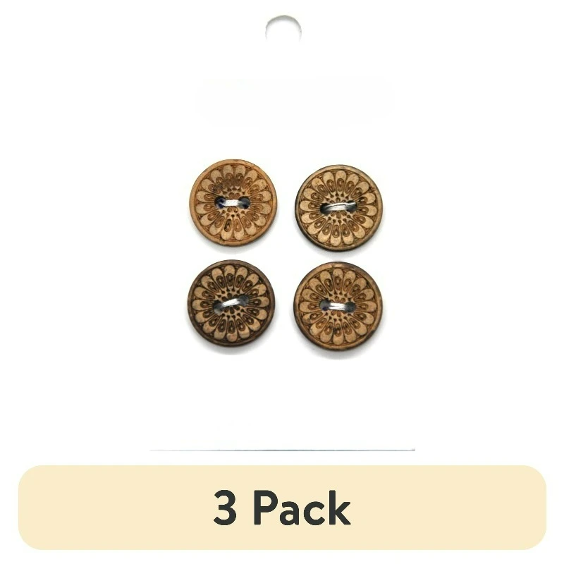 Coconut Sunflower Buttons, Brown, Sewing Fasteners, 4 Pieces