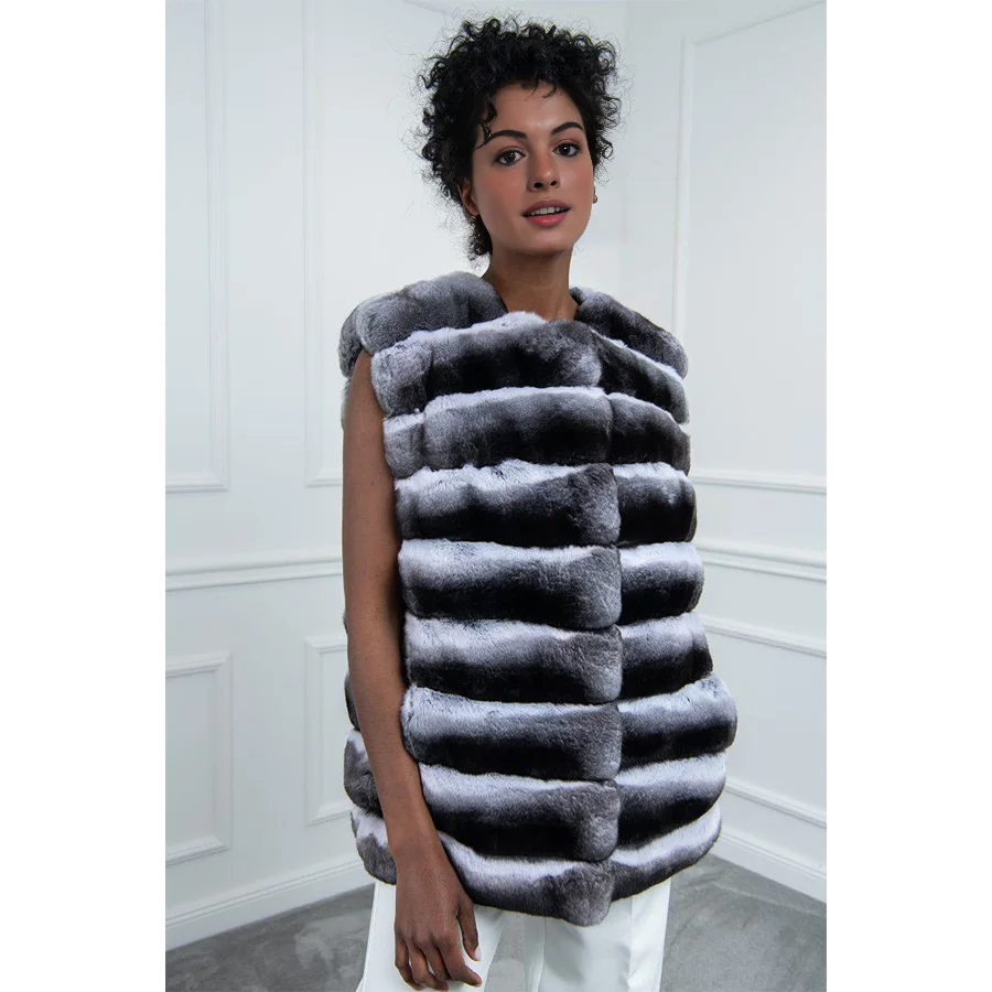 Real Fur Vests Natural Rabbit Fur Vest Women's Clothes Winter Luxury Fur Vest Warm Best Selling 2024