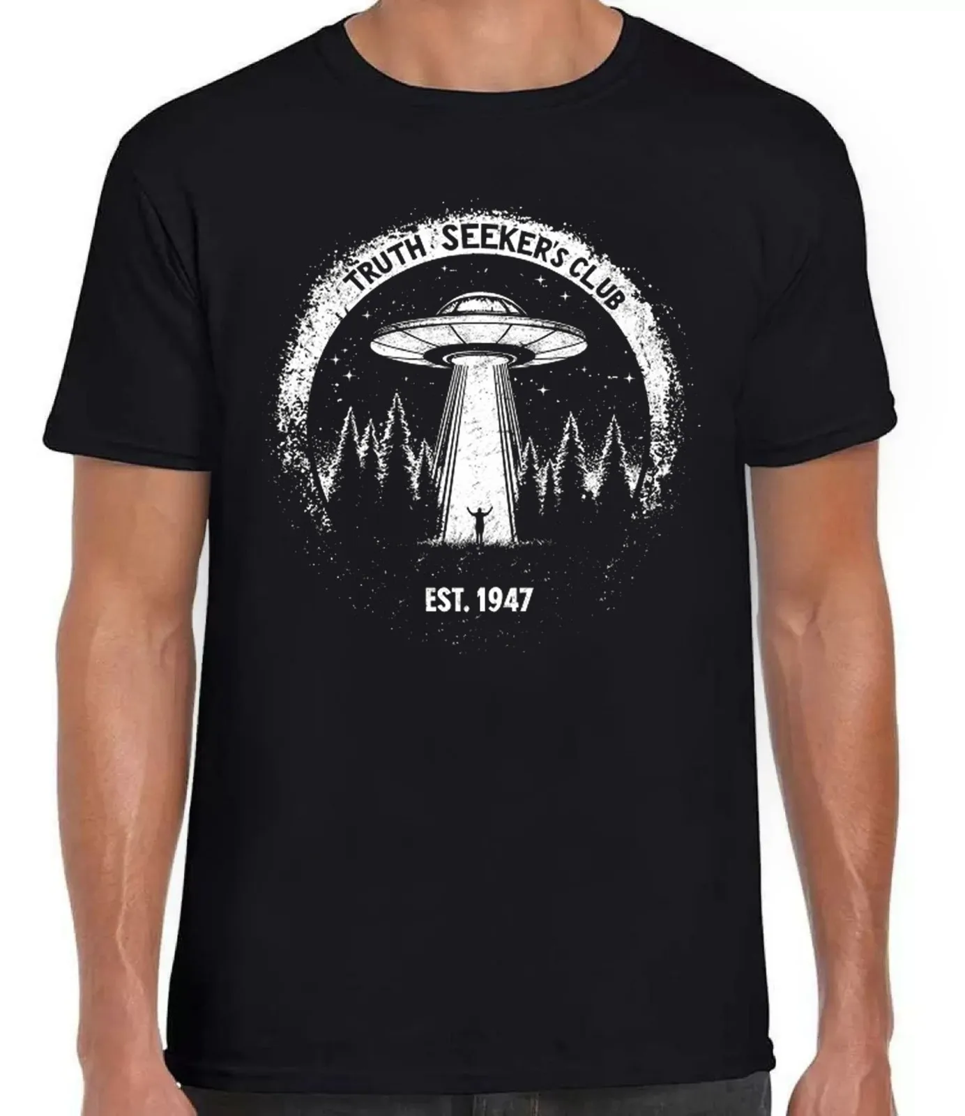 Ufo Truth Seekers Area 51 Alien Abduction Flying Saucer T-shirt noir 408