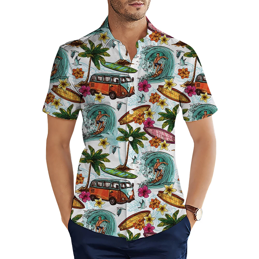 

CLOOCL Men's Shirts Hawaii Beach Vacations 3D Printed Shirts Summer Short Sleeve Single Breasted Men Shirt Fashion Casual Tops