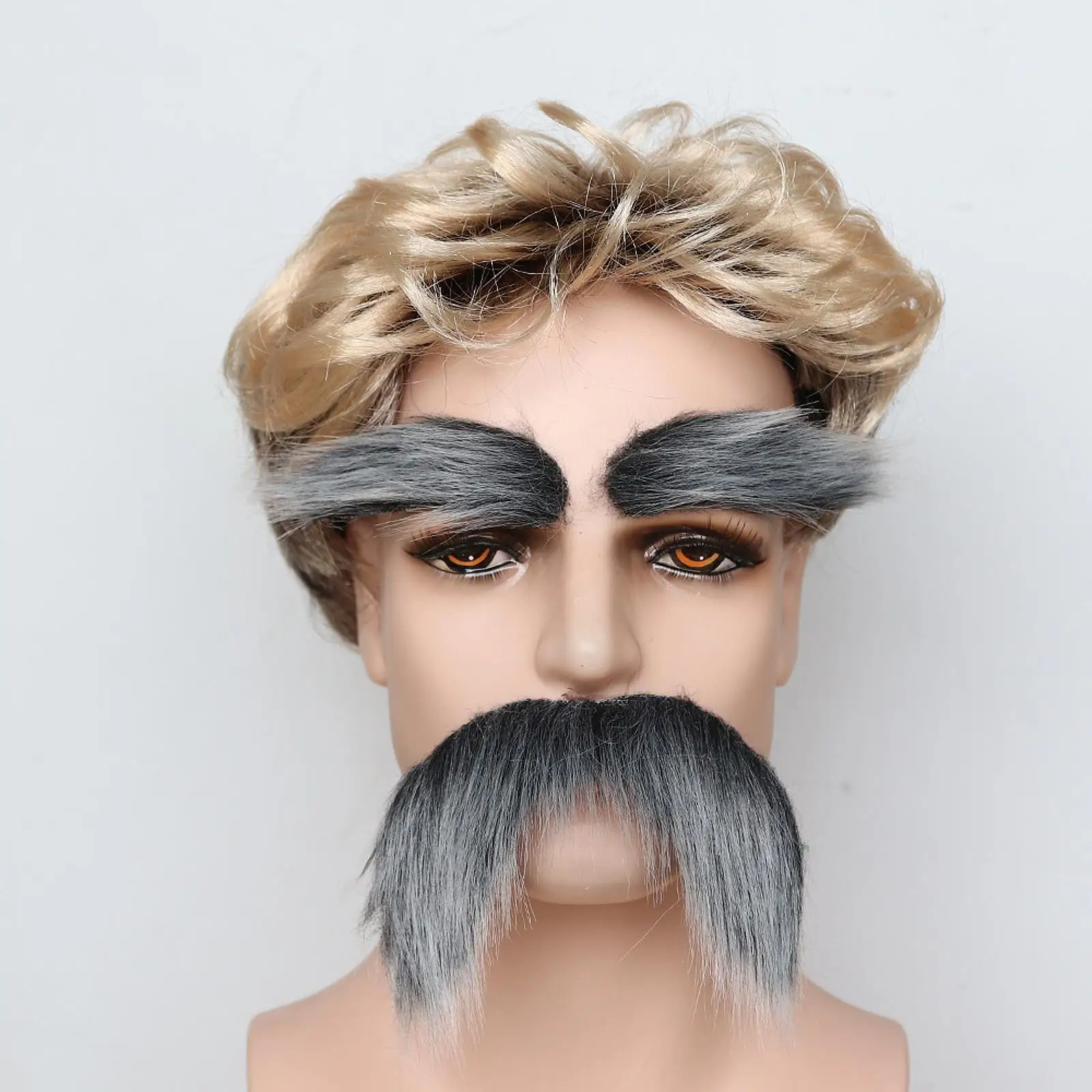 Ensemble moustache et sourcils jaune - Barbe à coller - Costume Lorax - Fausse barbe pour homme et femme - Fête moustache fantaisie (jaune