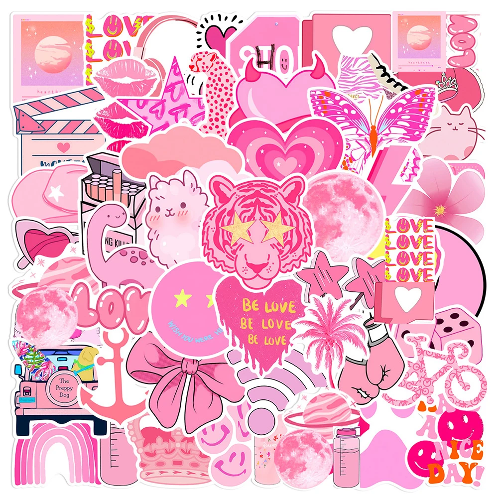 

10/30/50pcs Kawaii INS Style Small Fresh Pink Stickers for Laptop Phone Notebook Luggage Waterproof Graffiti Kids Sticker Decals