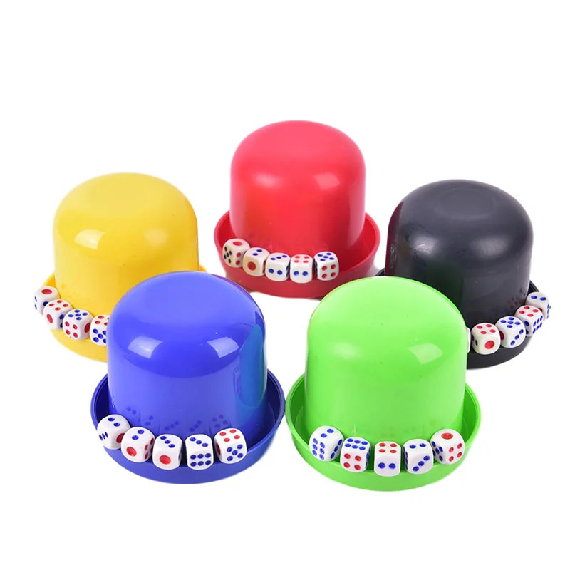 1 مجموعة البلاستيك بوكر النرد كوب مجموعة مع صينية/غطاء 5 النردات يهز كوب شرب مجلس لعبة كازينو القمار صندوق النرد