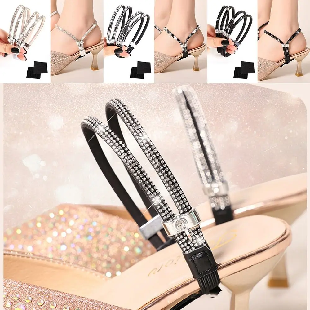 ชุดรองเท้าส้นสูงผู้หญิง เชือกรองเท้าฟรี รองเท้าสามเหลี่ยม ตกแต่ง เชือกรองเท้าขี้เกียจ ปรับข้อเท้าได้