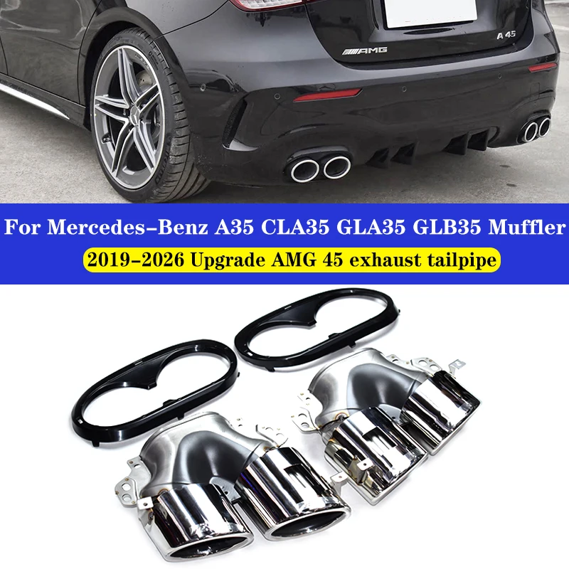 

for 2020+ Mercedes-Benz A35 CLA35 GLA35 GLB35 exhaust upgrade A45 CLA45 GLA45 GLB45 W117 W118 AMG black muffler tips