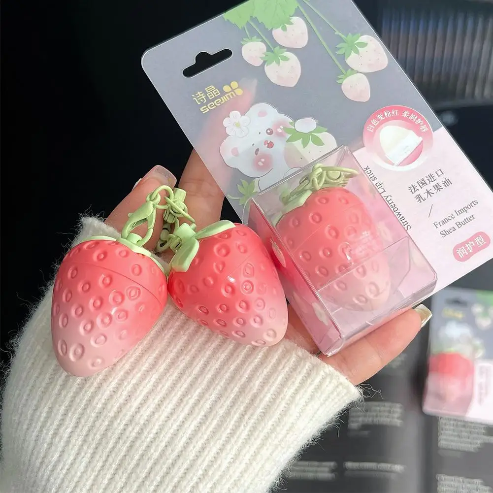 Mini baume à lèvres à changement chaud aux fraises, hydratant, Anti-séchage, facile à transporter, Anti-fissuration, brillant à lèvres coloré, maquillage