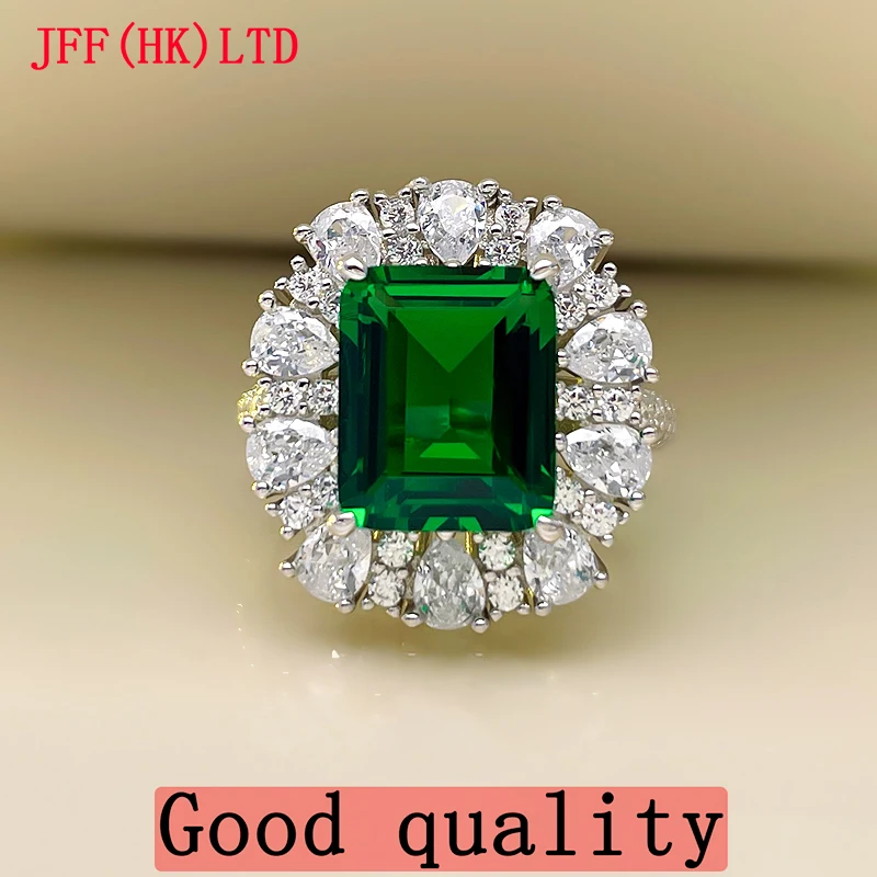 

Emerald ring female imitation diamond 925 sterling silver 5 carat premium 100% 18K gold 100% 9K gold ring Wedding ring