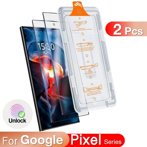 2 st för Google Pixel 9 Pro XL 8 8A 9a 6a 7 7a 5G skärmskydd fingeravtryck härdat glas tillbehör inga dammbubblor kit 6 best sales Pixel-tillbehör - №4
