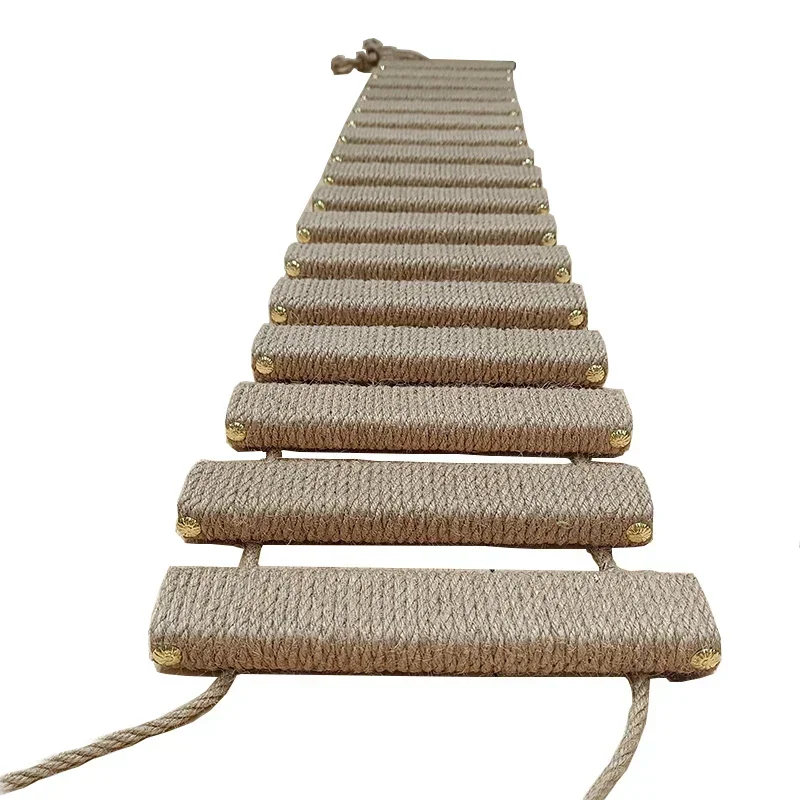 

-Wall Mounted Shelf Cat Scratcher Suspension Bridge Sisal Rope Post Ladder Pet Furniture Kitten Toys