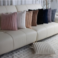 45x45cm INS Faux Fur Plush Throw Pillow Cover Modern Striped Soft White Pillowcase Waist Cushion Home Sofa Couch Bedroom Decor