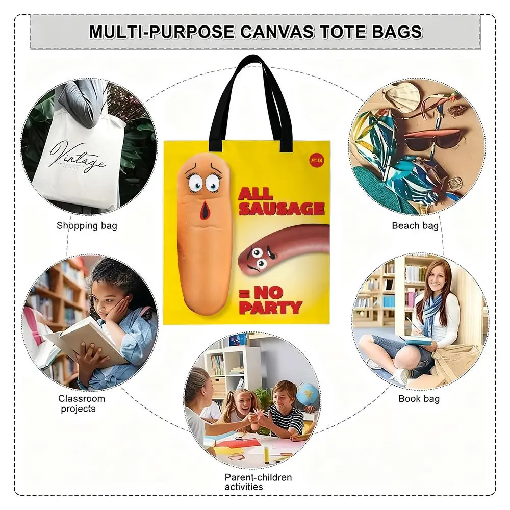 أكياس تخزين حفلات S-Susage من فيلم الرسوم المتحركة للمغامرة، حقيبة كتف قماشية خفيفة الوزن للمتسوقين عصرية صديقة للبيئة متعددة الاستخدام مع La #5