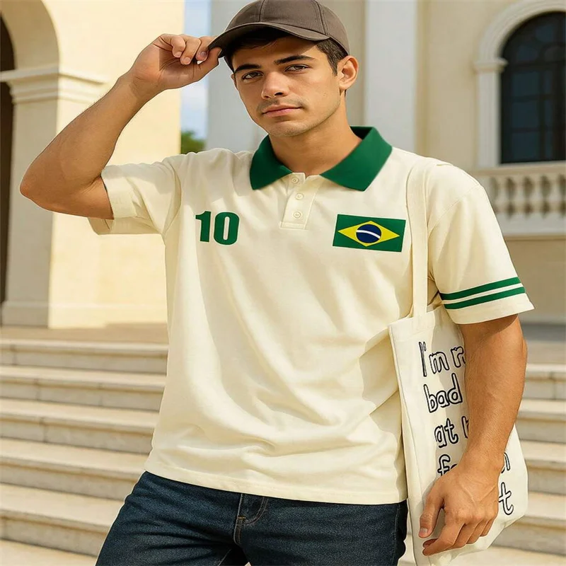 

Brazilian Element Short sleeved Polo Shirt - Fashionable Printed Casual Top, Summer and Spring Short sleeved Kara Sportswear, Po