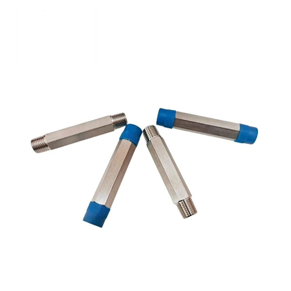 Boquilla larga hexagonal de acero inoxidable 316, accesorio de tubería de 50mm, 1/4 pulgadas NPT Macho X 1/4 pulgadas NPT Macho