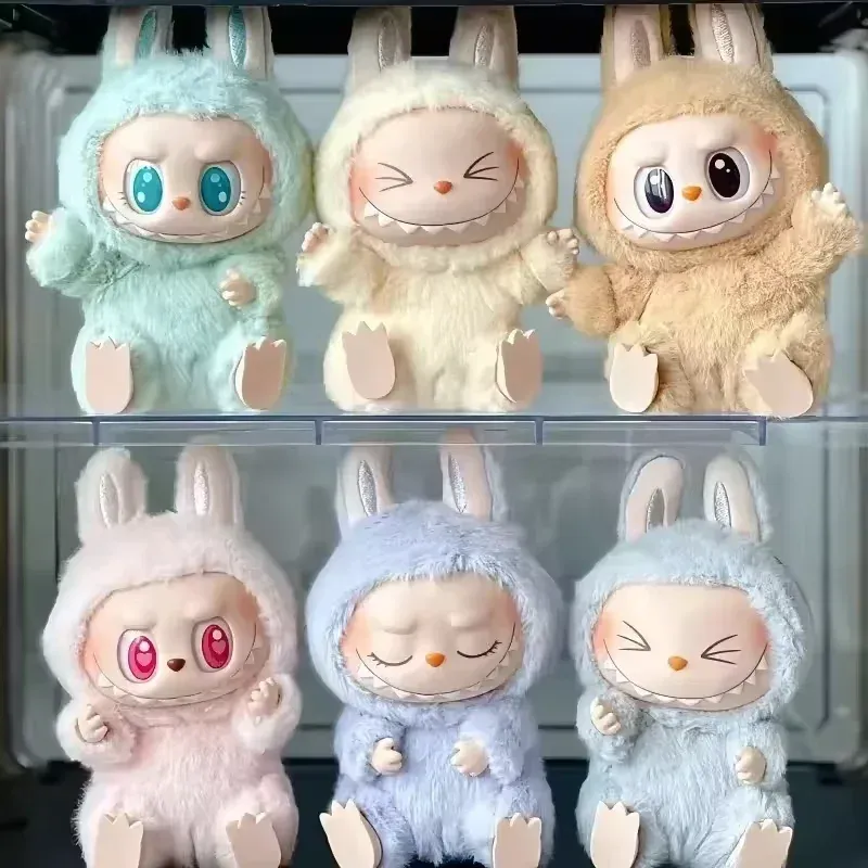 Blind Box Labubu Anime Figure Have A Seat Series Pendant Flocking Model Toy Kawaii Monster Replica Keychain Toy Christmas Gifts