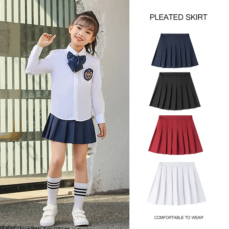 

Girls Skirt Solid Color Skirts for Kids Children Pleated Skirt Summer 2025 College Style School Plaid Teenager Skirt Clothing