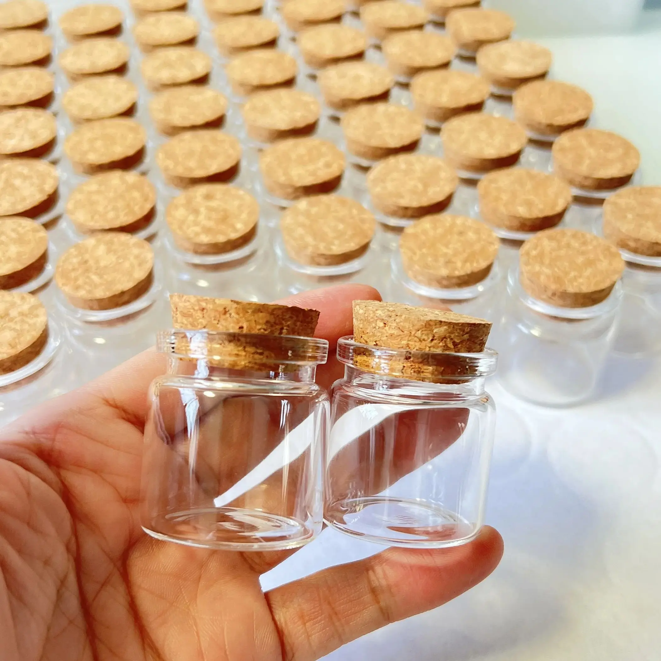 12/24/48 Pcs 25ml Candy Glass Bottles Cork 26×37×40mm Glass jars Empty seeds Containers Wishing Candle bottles Mini Vials