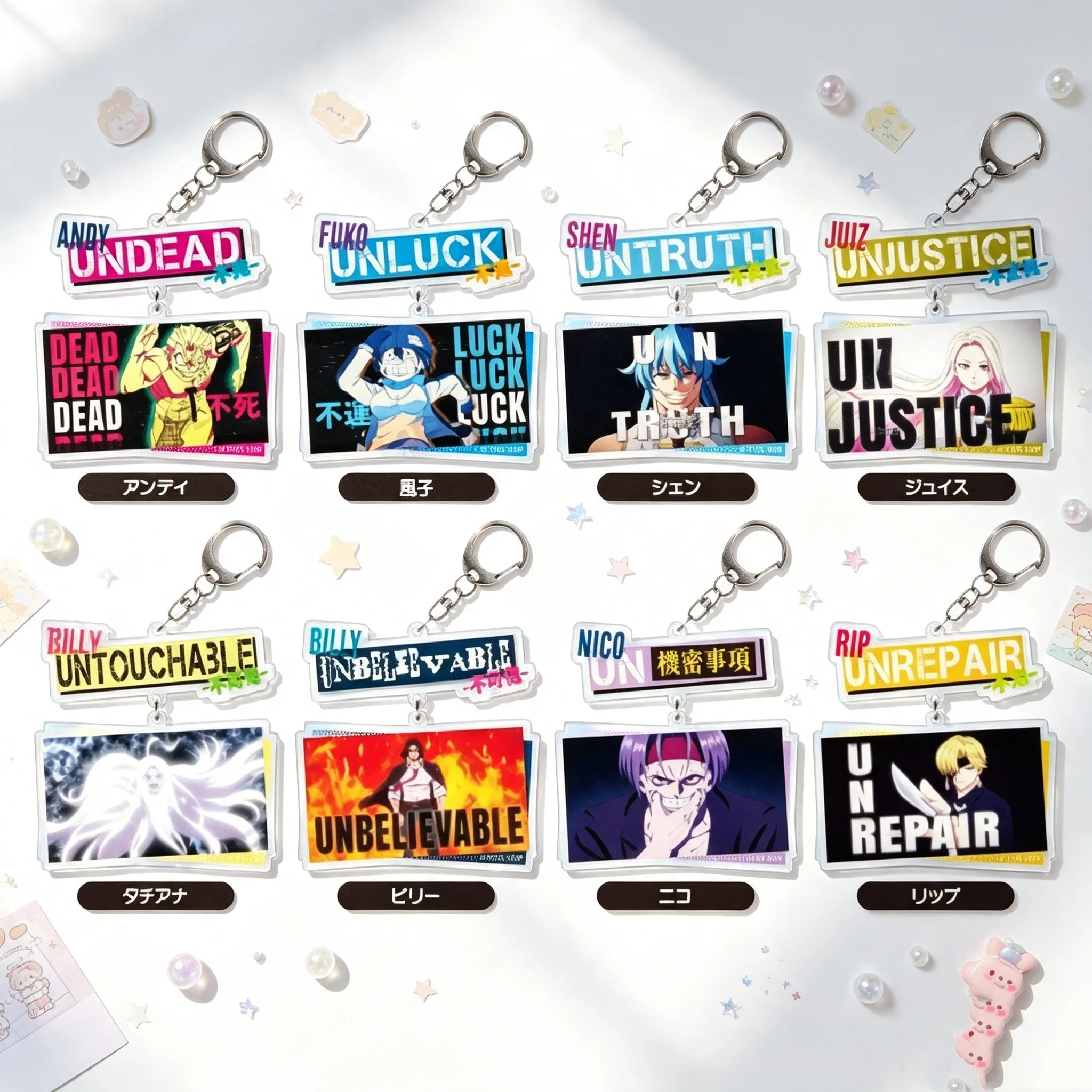 Anime Undead UnluckAcrylic pendant Keychain Fuko Izumo Accessories Pendant Cosplay Trinket Fans Hot-blooded Superpower 6cm Gifts