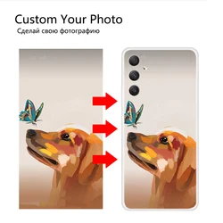 DIY Photo Text Phone Cases For Samsung Galaxy A34 A54 5G A16 A14 A15 4G M34 Custom Cover DIY Picture Name Design Soft Clear TPU