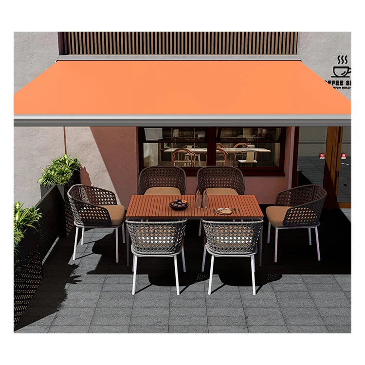 Outdoor Aluminum Alloy Window Awning Shade 3M Full Cassette Retractable Sunshade Remote Control Windproof Patio Coated PVC