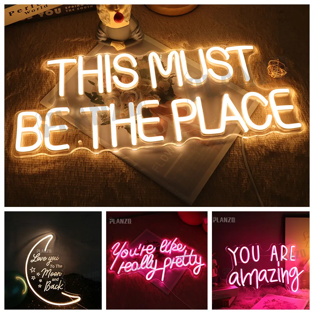 Heiraten Sie mich Zimmer Dekor Wand Hochzeit Dekoration Neon LED-Zeichen dies muss der Ort Leucht reklame alles Gute zum Geburtstag Party lässt Party Cola sein