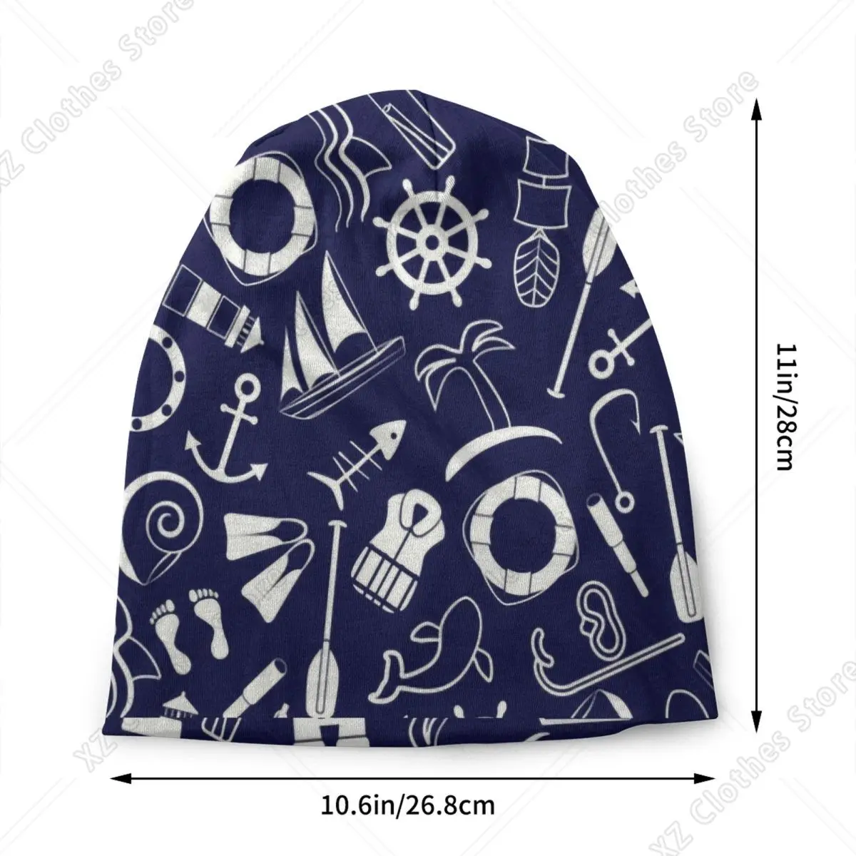 Custom Nautical Anchor Symbols Bonnet Hats Cool Knitted Hat For Women Men Warm Winter Sailing Sailor Skullies Beanies Caps