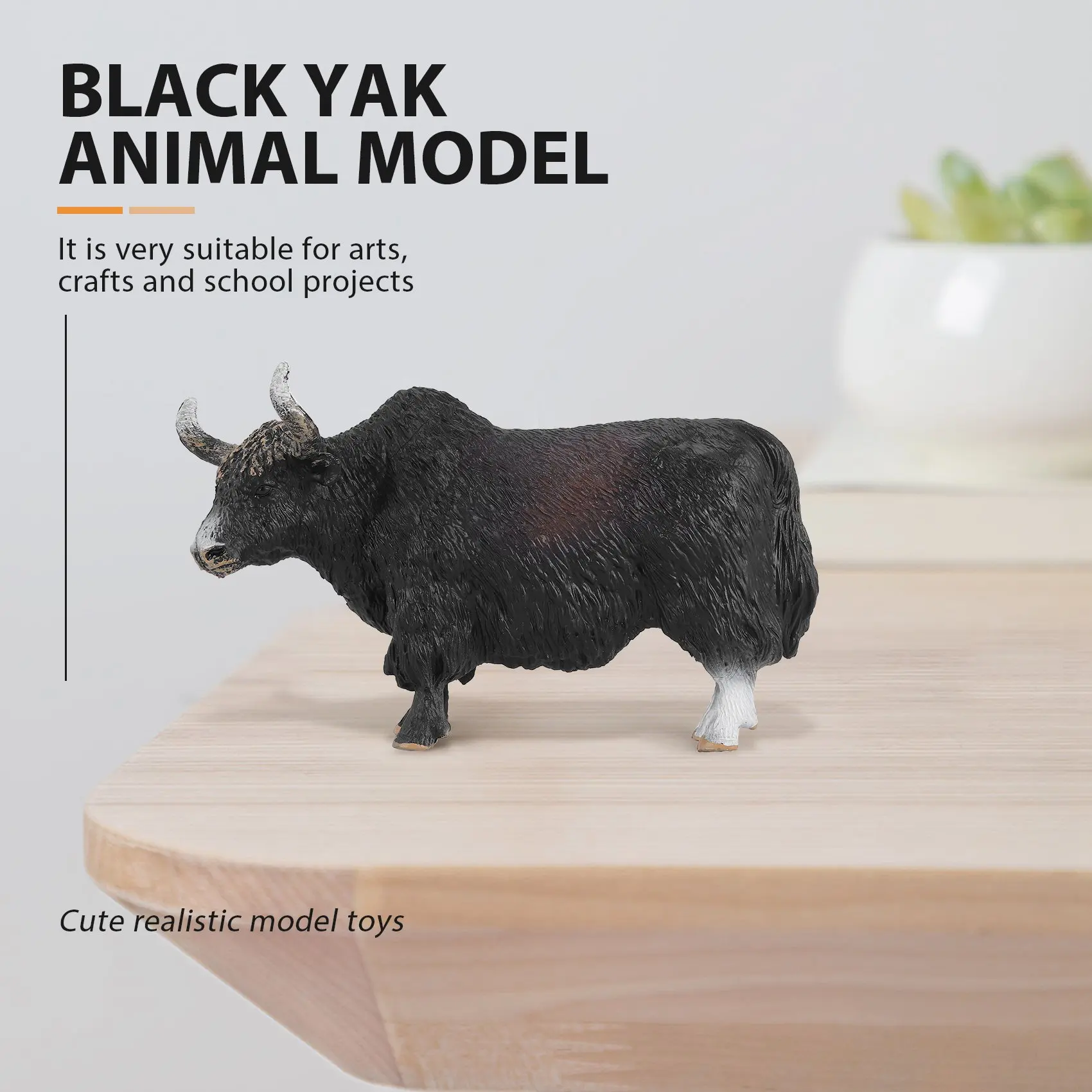 14.5X3.5X8.5Cm Classico Nero Yak Animali Action Figures Bovino Toro Bue Figurine Pvc Simpatico Modello Realistico