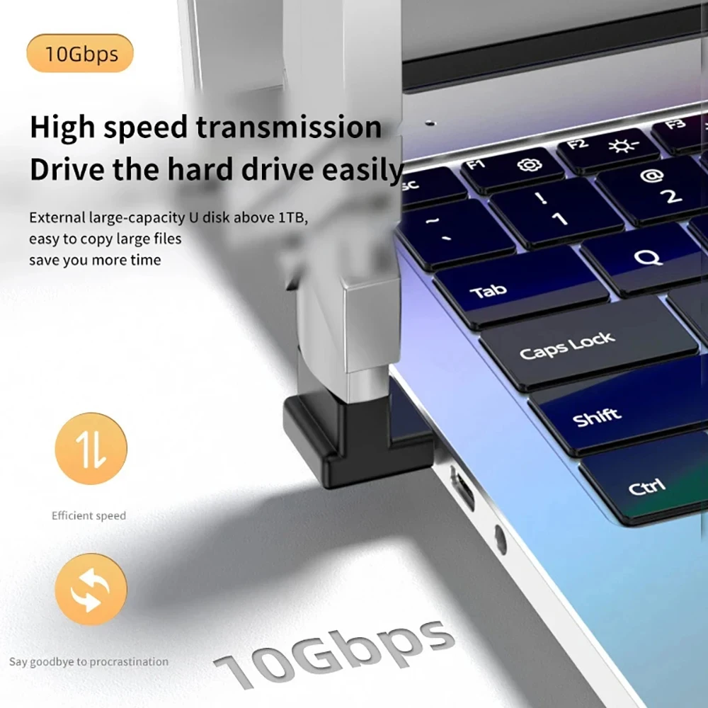 USB 3.0 Extension Adapter 90 Degree Right Angle OTG Adapter Upward Elbow 10Gbps High Speed USB Adapter Connector for PC Macbook