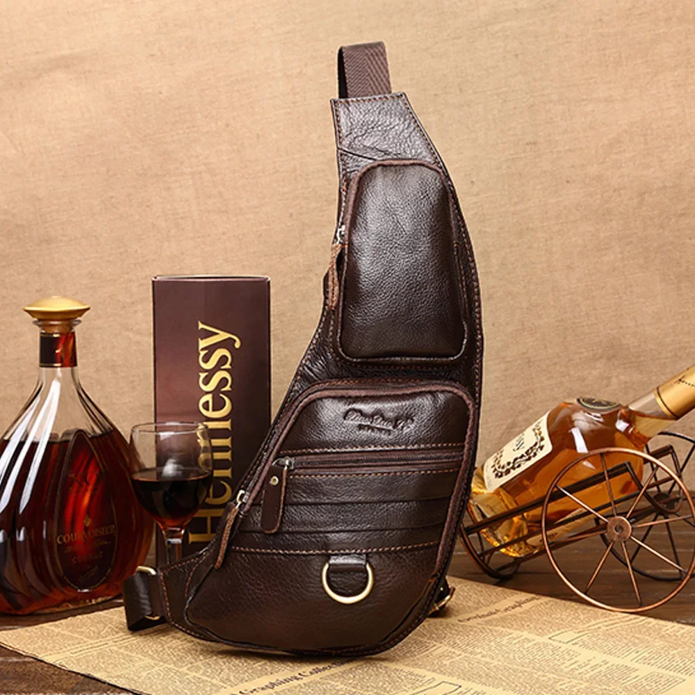 

Мужской рюкзак-слинг из натуральной воловьей кожи, в стиле ретро