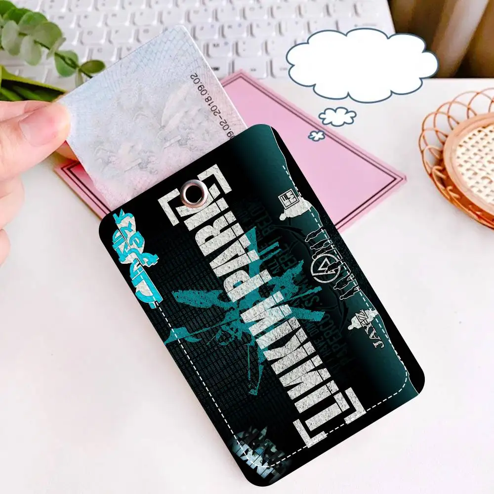 Rock Band L-Linkin Park Portachiavi per carte di cartoni animati Anime Borsa con ciondolo alla moda Porta d'identità Custodia per carte Bus Card Regalo di compleanno per adulti carino